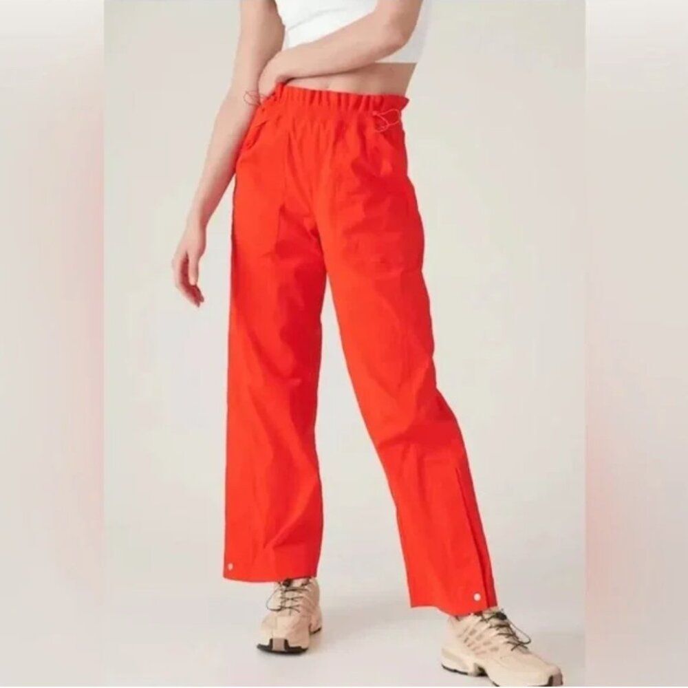 Athleta Trekkie Parachute Pants High Rise Wide Leg Orange Size 10 533487